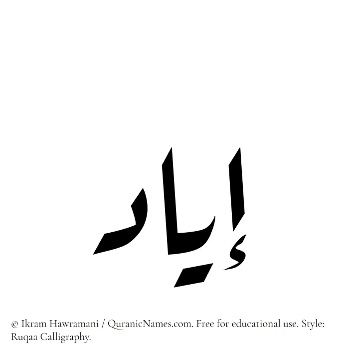 The Muslim name Iyad written in Ruqaa calligraphic script