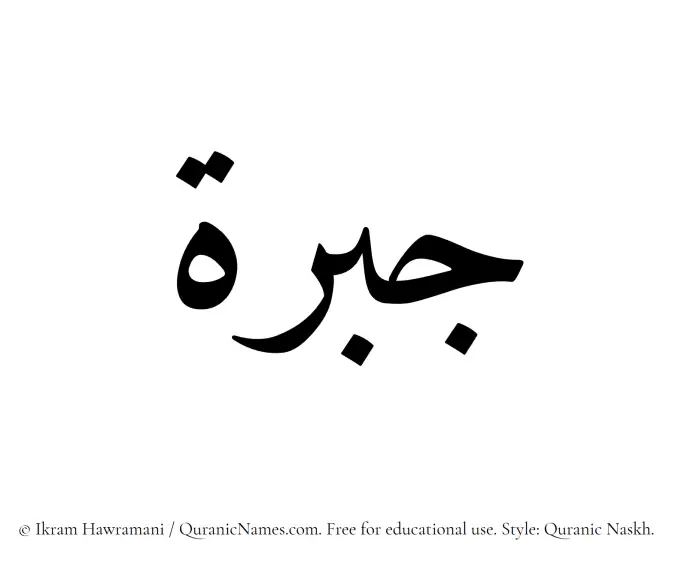 The Muslim name Jabrah written in Quranic naskh script