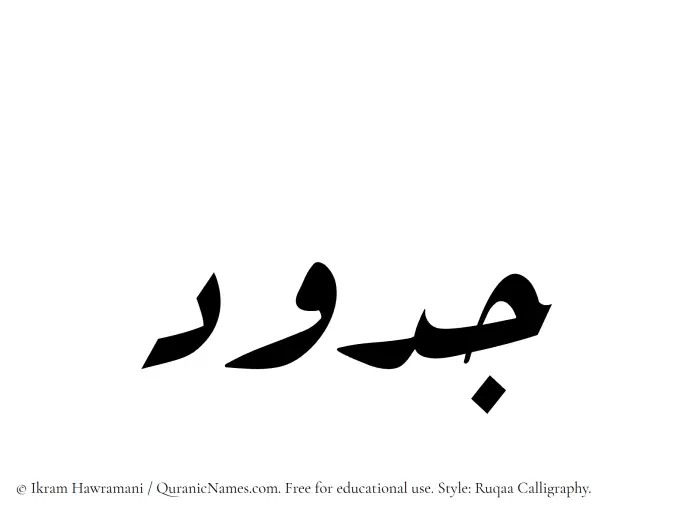 The Muslim name Jadud written in Ruqaa calligraphic script