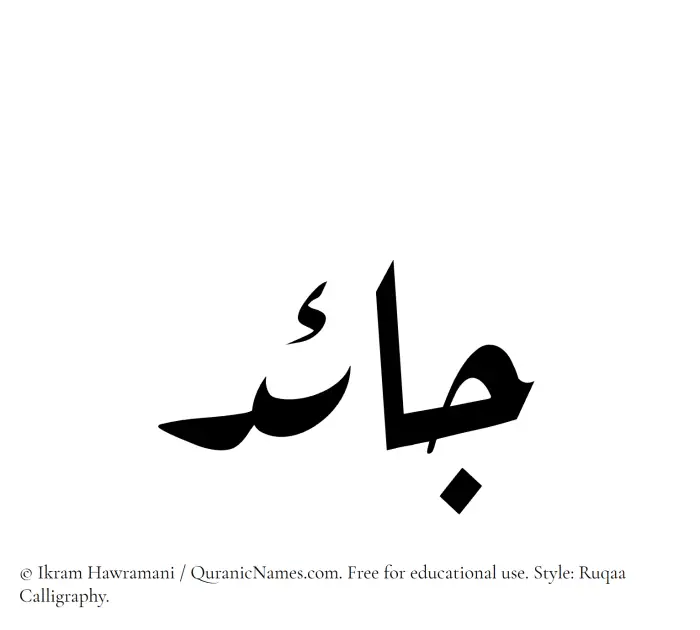 The Muslim name Jaed written in Ruqaa calligraphic script