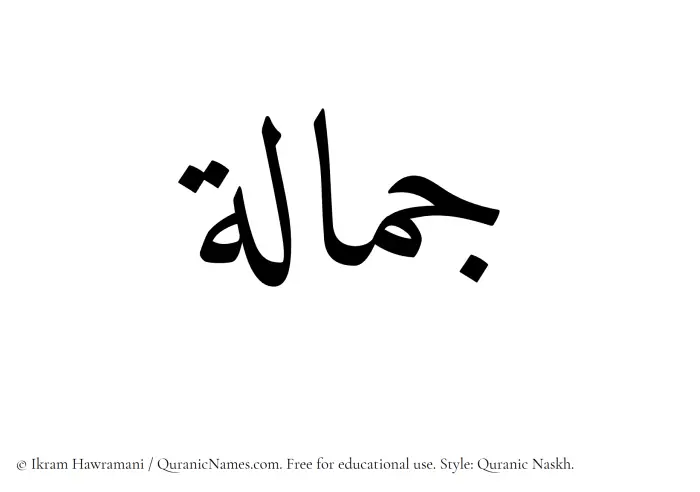 The Muslim name Jamalah written in Quranic naskh script
