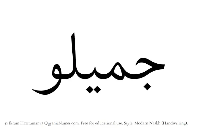 The Muslim name Jameelu written in naskh script