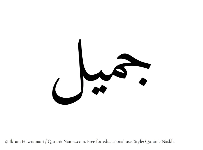 The Muslim name Jamil written in Quranic naskh script