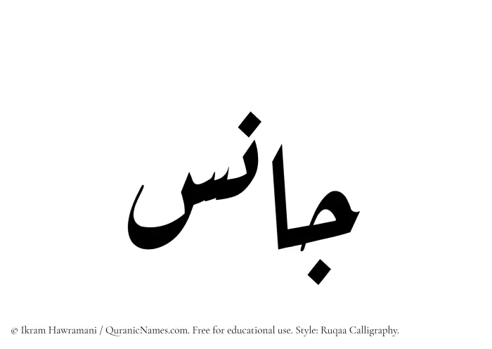The Muslim name Janis written in Ruqaa calligraphic script