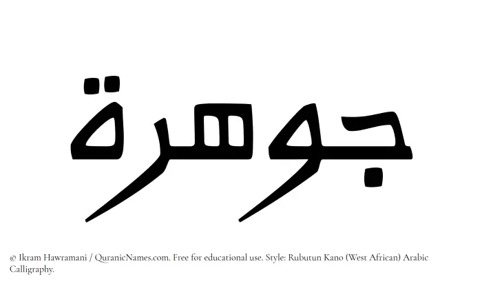 The Muslim name Jawhara written in Rubutun Kano calligraphic script