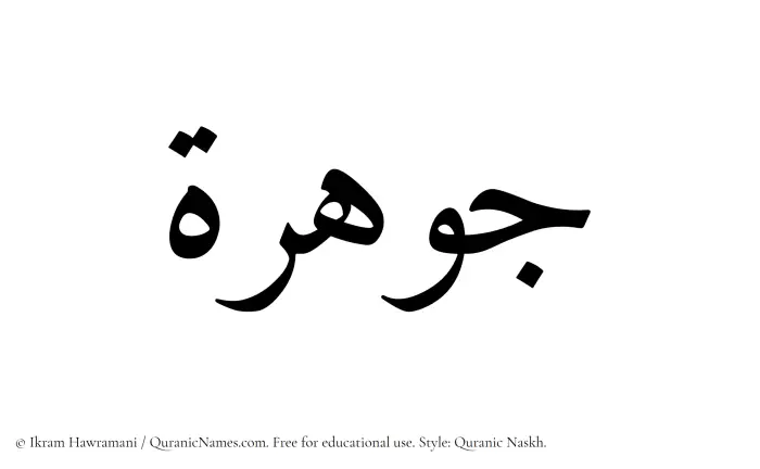 The Muslim name Jawhara written in Quranic naskh script