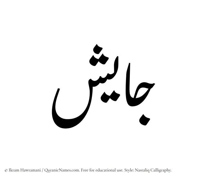 The Muslim name word Jayesh written in Nastaliq calligraphic script