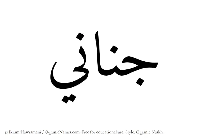 The Muslim name Jinani written in Quranic naskh script