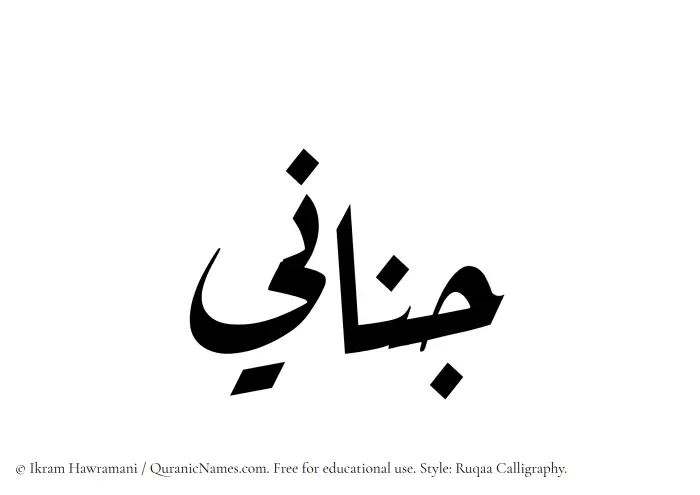 The Muslim name Jinani written in Ruqaa calligraphic script