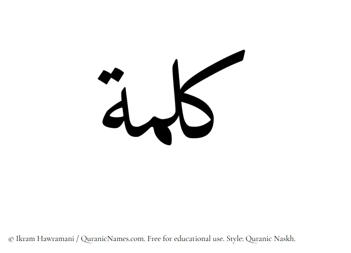 The Muslim name Kalima written in Quranic naskh script