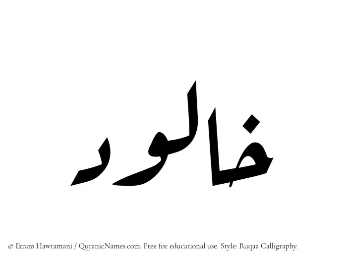 The Muslim name Khaalud written in Ruqaa calligraphic script