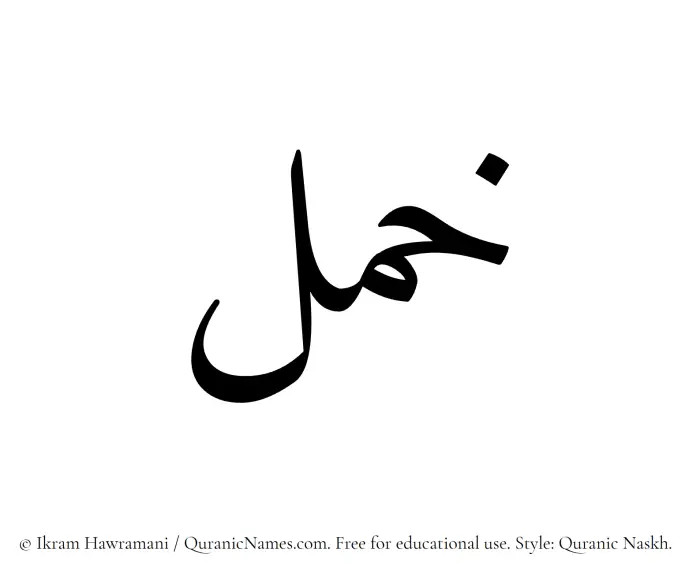 The Muslim name Khuml written in Quranic naskh script