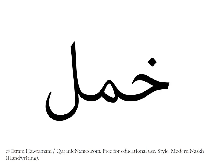The Muslim name Khuml written in naskh script