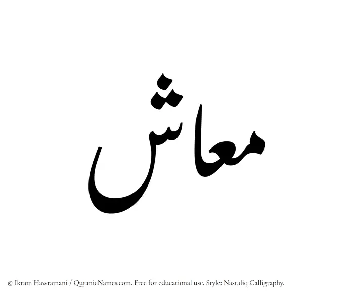 The Muslim name word Maash written in Nastaliq calligraphic script