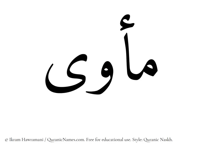 The Muslim name Maawa written in Quranic naskh script