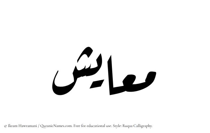 The Muslim name Maayish written in Ruqaa calligraphic script