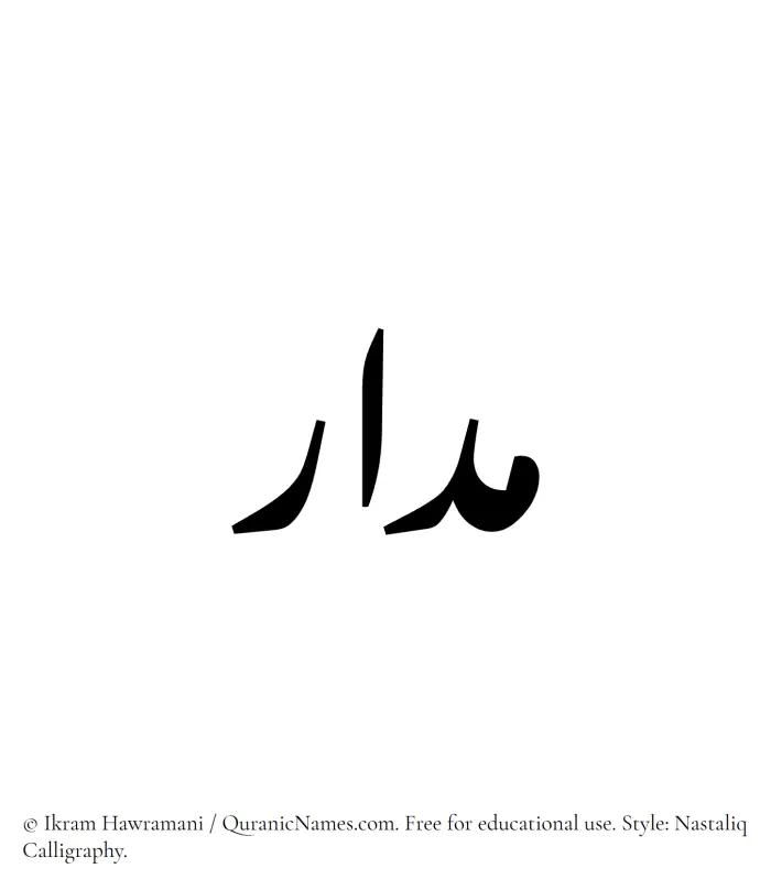 The Muslim name word Madar written in Nastaliq calligraphic script