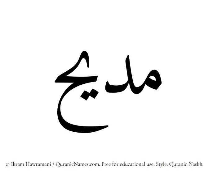 The Muslim name Madeeh written in Quranic naskh script