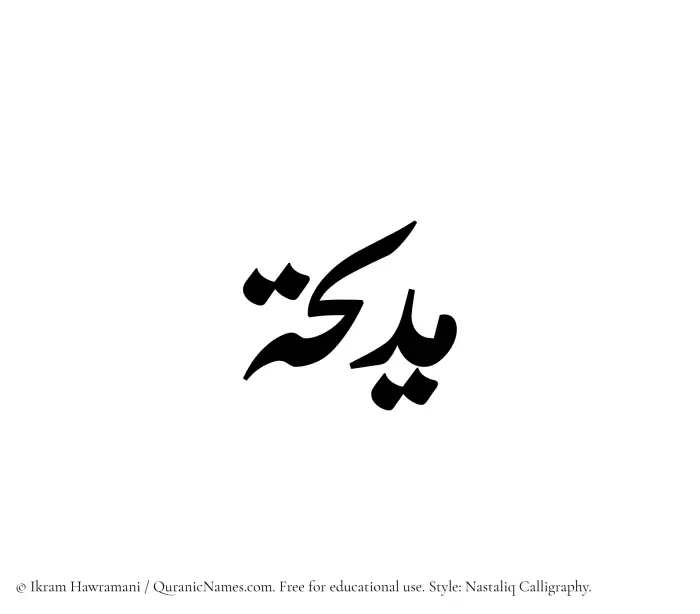 The Muslim name word Madeehah written in Nastaliq calligraphic script