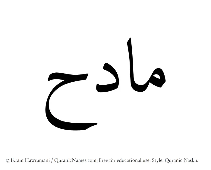 The Muslim name Madih written in Quranic naskh script