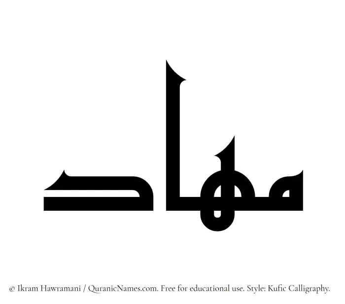 The Muslim name Mahaad written in Kufi/Kufic calligraphic script