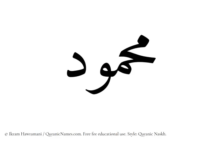 The Muslim name Mahmud written in Quranic naskh script