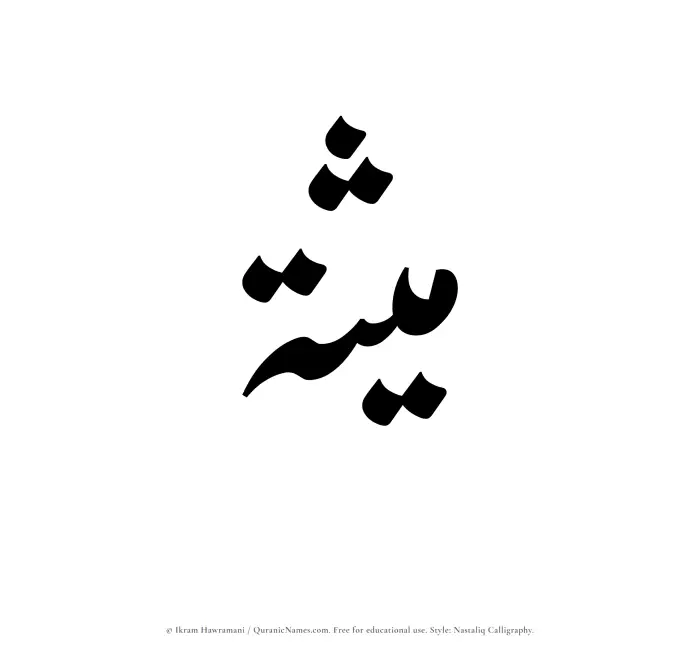 The Muslim name word Maithah written in Nastaliq calligraphic script