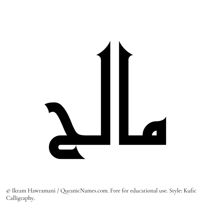 The Muslim name Malih written in Kufi/Kufic calligraphic script