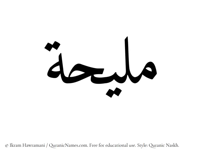 The Muslim name Maliha written in Quranic naskh script