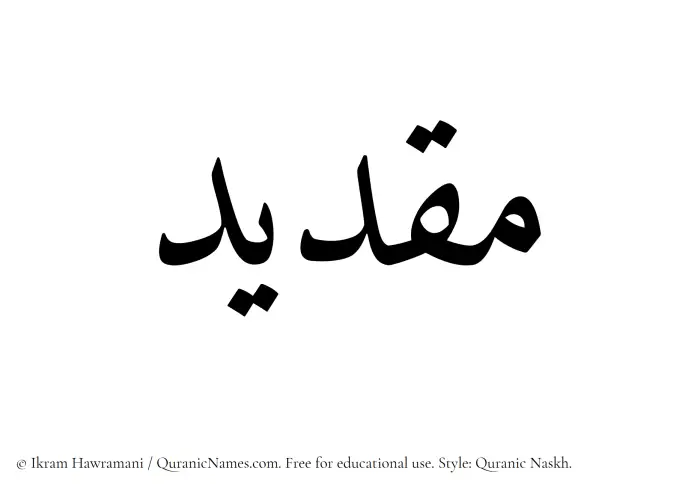 The Muslim name Maqdeed written in Quranic naskh script