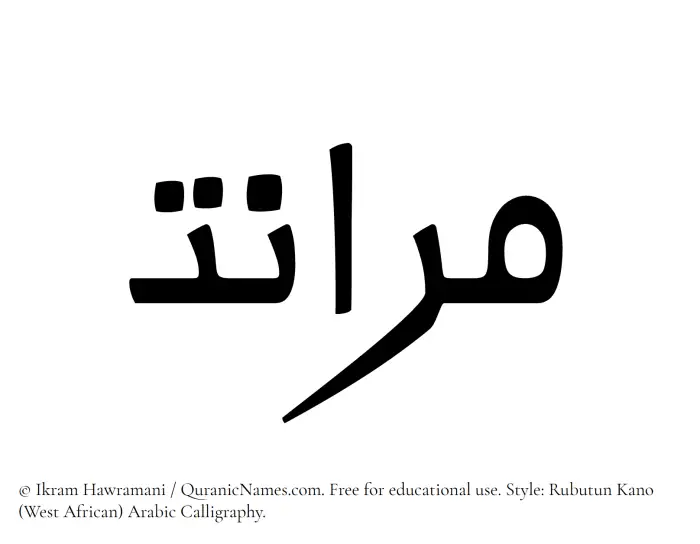 The Muslim name Maranat written in Rubutun Kano calligraphic script