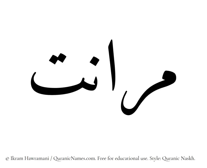 The Muslim name Maranat written in Quranic naskh script