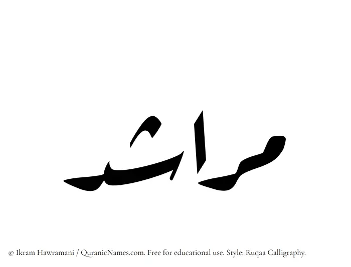 The Muslim name Marashid written in Ruqaa calligraphic script