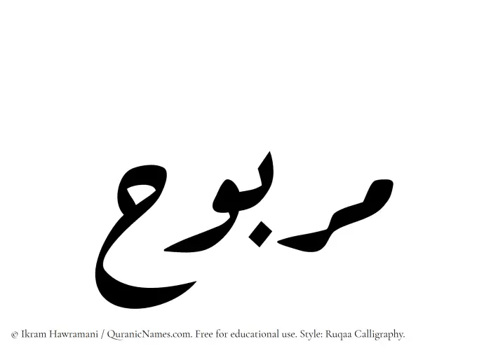 The Muslim name Marbuh written in Ruqaa calligraphic script
