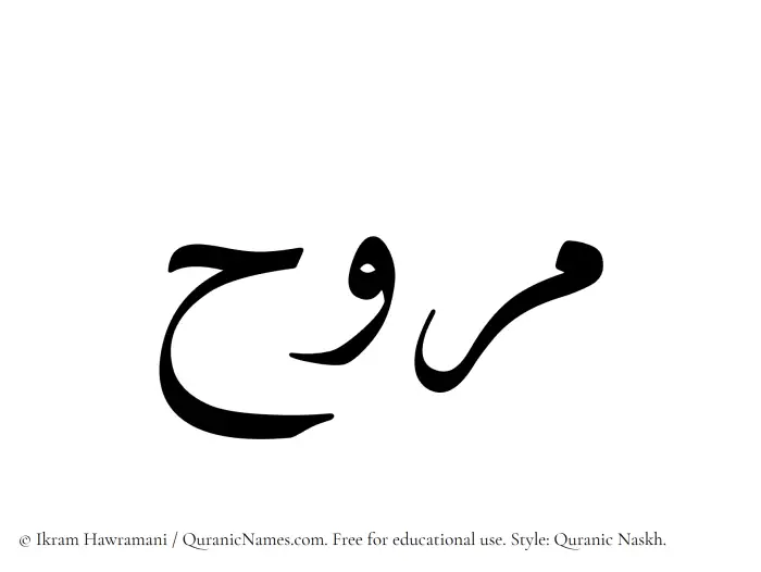 The Muslim name Marooh written in Quranic naskh script