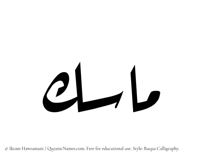 The Muslim name Masik written in Ruqaa calligraphic script