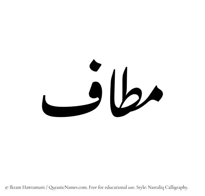 The Muslim name word Mataf written in Nastaliq calligraphic script