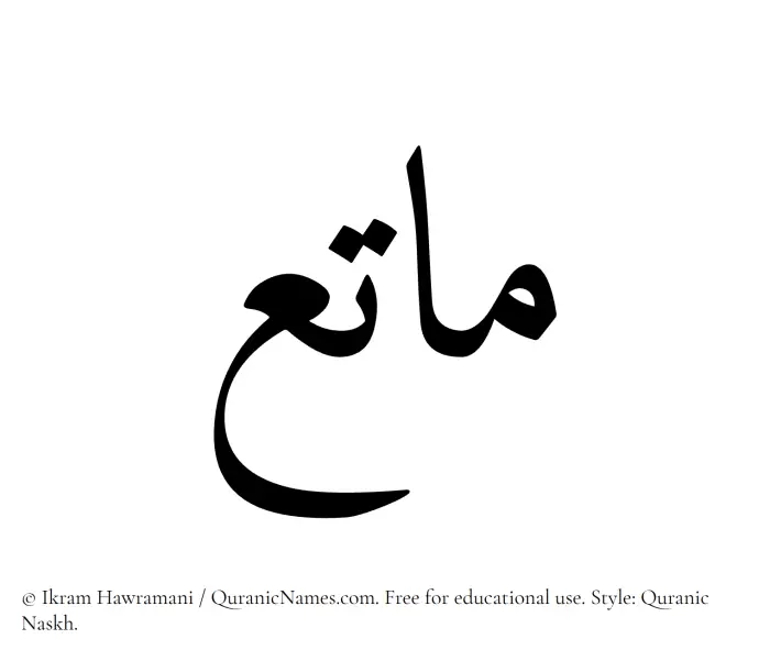 The Muslim name Matee written in Quranic naskh script