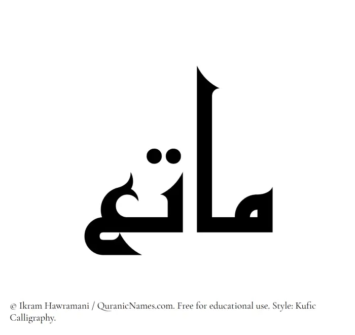 The Muslim name Matee written in Kufi/Kufic calligraphic script