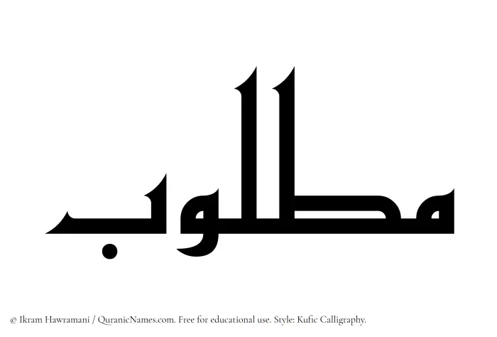 The Muslim name Matlub written in Kufi/Kufic calligraphic script