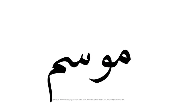 The Muslim name Mawsim written in Quranic naskh script