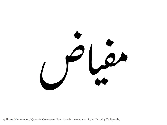 The Muslim name word Mifyaz written in Nastaliq calligraphic script