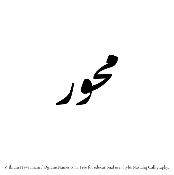 The Muslim name word Mihwar written in Nastaliq calligraphic script