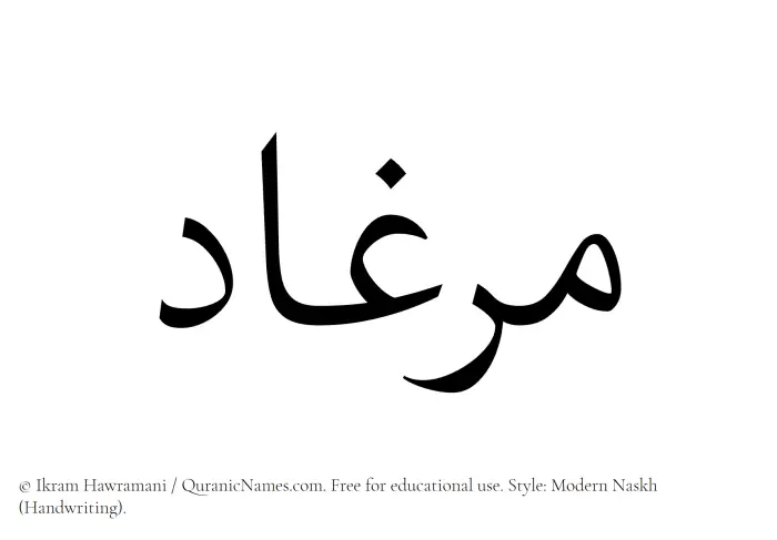 The Muslim name Mirghad written in naskh script