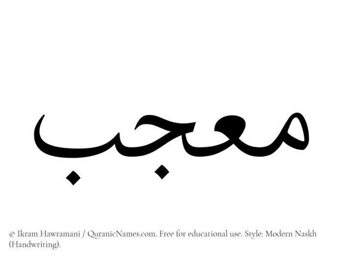 The Muslim name Moujab written in naskh script