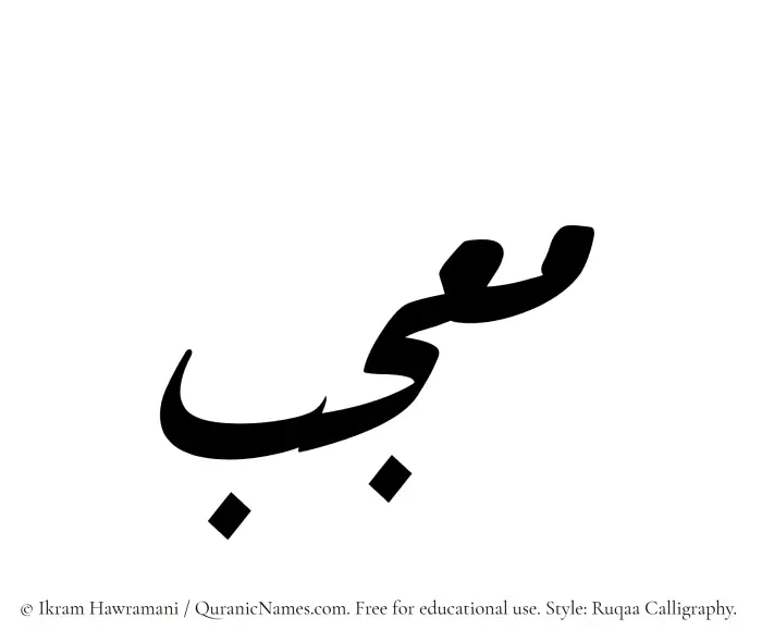 The Muslim name Moujib written in Ruqaa calligraphic script