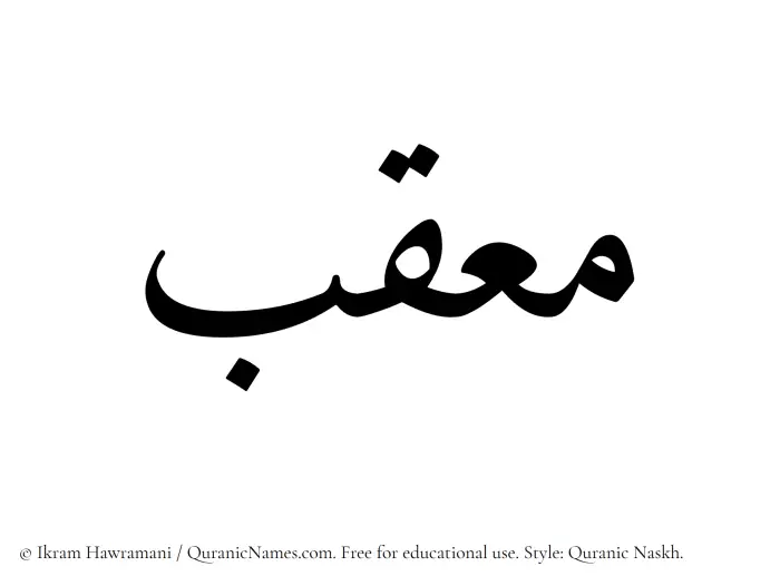 The Muslim name Mouqib written in Quranic naskh script