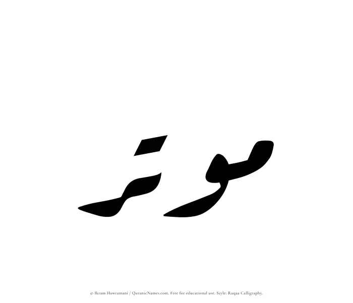 The Muslim name Moutir written in Ruqaa calligraphic script