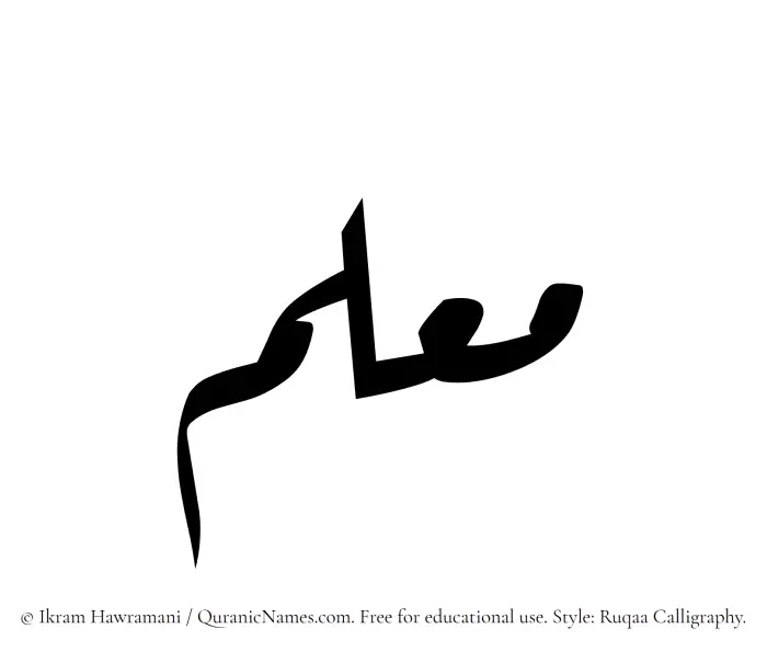 The Muslim name Muallam written in Ruqaa calligraphic script