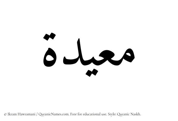 The Muslim name Muayyidah written in Quranic naskh script